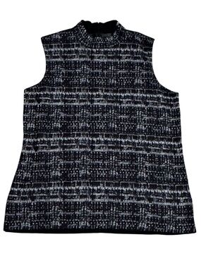 MISOOK Black Purple Textured Sleeveless Mock Neck Top Shirt Work Business M